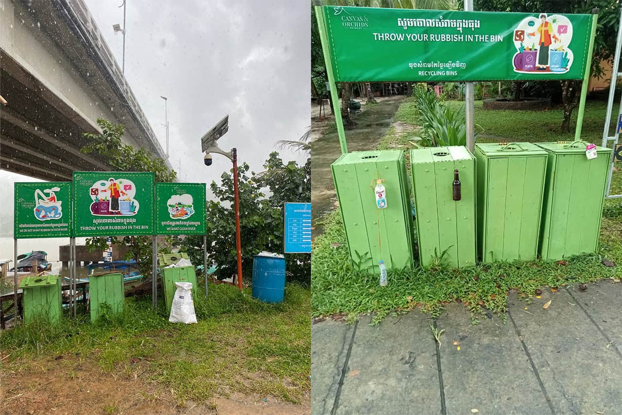 Local community members in Koh Kong participating in a recycling initiative supported by Canvas & Orchids Retreat