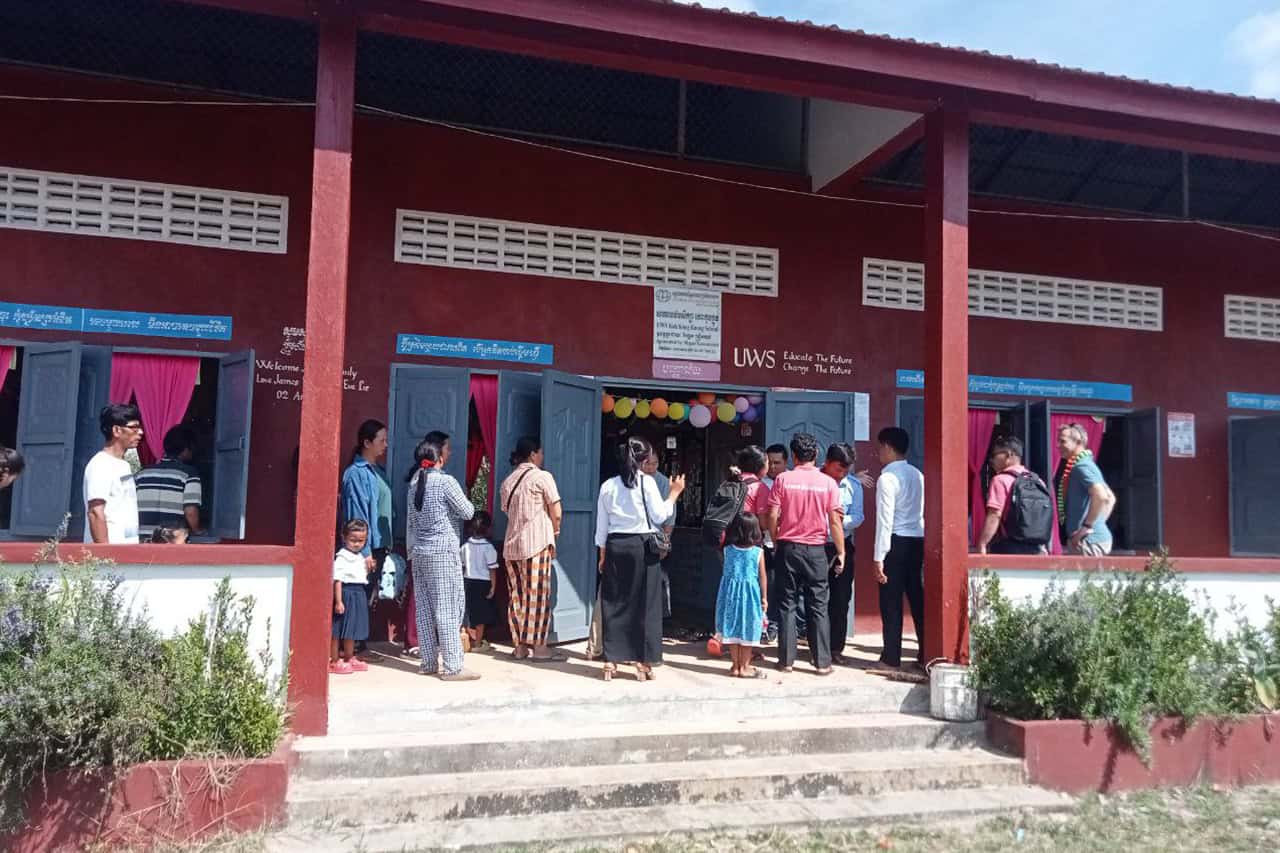 Students at Koh Kong Khnong primary school in Koh Kong Province, Cambodia, supported through guest donations via Canvas & Orchids Retreat